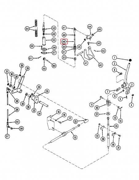 Transmission Shift Control Cable, Forward/Reverse/Neutral M6x1660 mm Case IH 96612C3, 96612C2, 96612C1