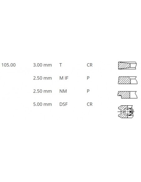 Segmenti Piston Ø 105.60-3x2.5x2.5x5 mm VM Motori 10270051A, 10270074A, F10270074