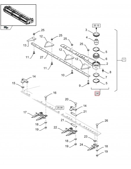 Knife head Ø 6 mm New Holland 80753861, 80753862, 84081705, 84433769, 84433779, 84562654