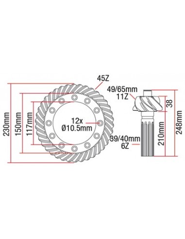 Grup Conic, Pinion & Coroana Z.11x45  Massey Ferguson 3427113M91