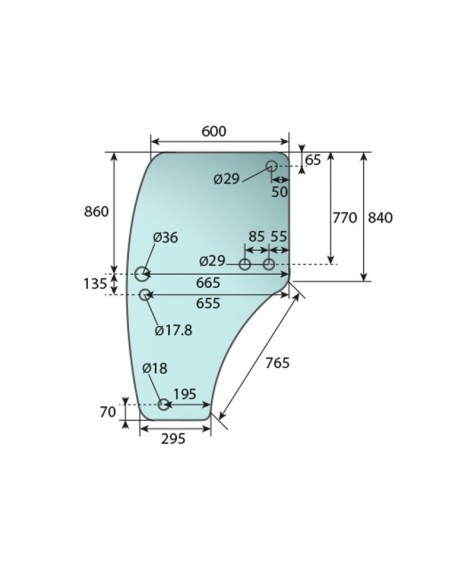 Glass, Left Hand Door John Deere R198624, R273148, SU37251, SU27314
