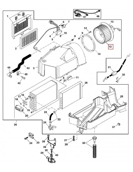 Impeller, Cab Blower John Deere R121666, SF-3224678, RE67645