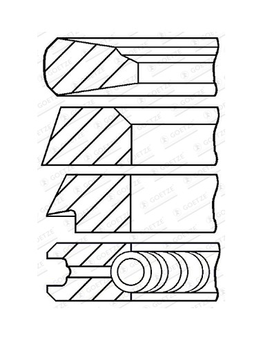 Segmenti Piston Ø 100-3x2x2x4 mm F281202310021, F281202310040, F281202310050, Renault 7701032429, 7701201833