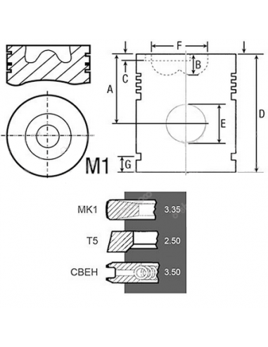 Piston cu Segmenti 0.020''-0.51 mm Q4115P016