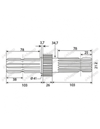 Ax Priza Putere 233 mm (1"3/8) Z-6/21 John Deere L173282, L110178, L156976, L151598, R93500, R125087