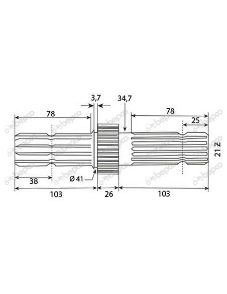 Ax Priza Putere 233 mm (1"3/8) Z-6/21 John Deere L173282, L110178, L156976, L151598, R93500, R125087