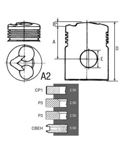 Piston cu Segmenti 95 mm Deutz-Fahr 03371645, 03371653, 03371656 2