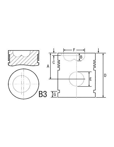 Piston cu Segmenti 0.020''-0.51 mmi Ø 105 mm 238111