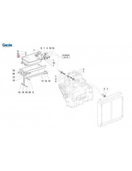 Coolant Tank, Radiator Genie/Terex 09.4605.0005GT, 09.4605.0005, 0946050005, 9.4605.0005, GN09.4605.0005