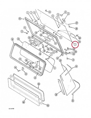 Rear Window Flat 650x845 mm Tinted 5 holes Case IH 3233046R3, 182027A1, 3233046R4, 182027A2, MC182027A2, 3233046R3X, 3233046R4