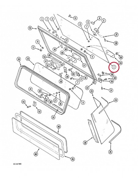 Rear Window Flat 650x845 mm Tinted 5 holes Case IH 3233046R3, 182027A1, 3233046R4, 182027A2, MC182027A2, 3233046R3X, 3233046R4