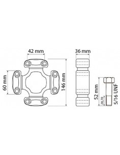 Universal Joint 146 mm Case IH/New Holland 259076A2, 84355365 2