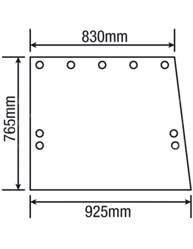 Side Glass 765x830x925 mm - 9 Holes - Tinted - LH/RH  John Deere R50757