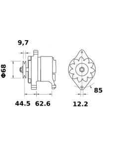 Alternator 14V 55A, Letrika 11.201.071,  MAHLE MG 43 2