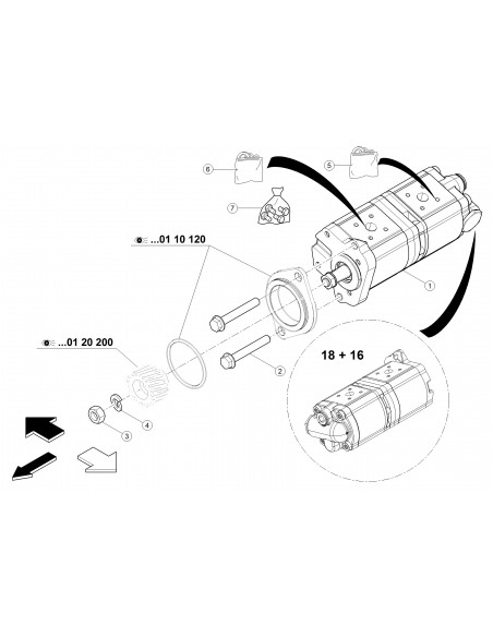 Hydraulic Pump 18+8 CCM LH
