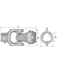 Outer Triangular Yoke Assembly 1 3/8", 6 2