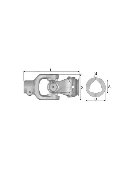 Outer Triangular Yoke Assembly 1 3/8", 6