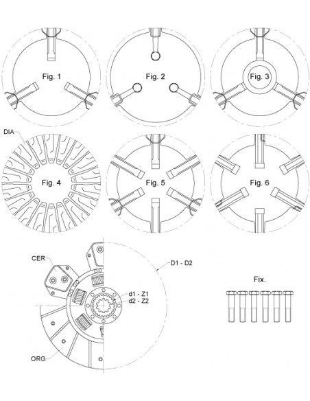 DOUBLE CLUTCH - CONTAINS PTO PLATE 280/300 - 6 LEVERS - PTO 45 - 22 135506A1