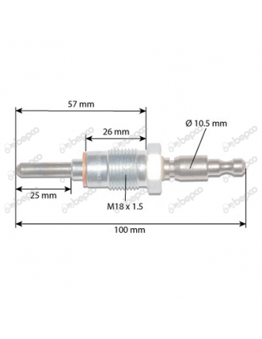 Glow Plug 12V M18x1.5 mm - L100 mm Fiat 4129674, 44000202, 980611, 000202,