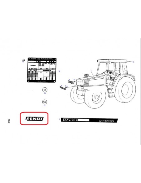 Emblema Grila, Capota Fendt 931502021530, 931.502.021.530