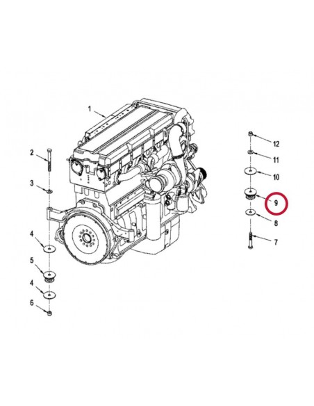 Isolator, Engine Mount CNH 435439A1, 24-231, 70680769, 73026969, 83916023, 87772162, SFD24231