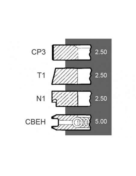 Segmenti Piston 105.5 - 2.5x2.5x2.5x5 mm 086RS05