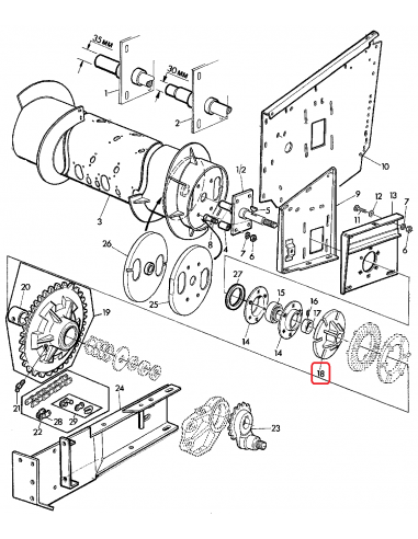 Butuc Header Ø 35x160 mm John Deere Z11509