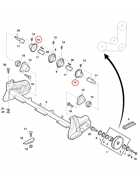 Sprocket, Elevator Ø 57 mm Z-10 John Deere H159613, A-H159613