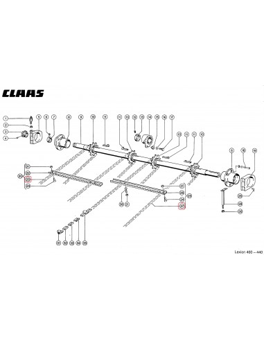 Chain, Feeder Conveyor 38.4VB-108 Links, 18 Fixing, 4147 mm Claas 630567.2, 0005200680, 0005201710, 000630567