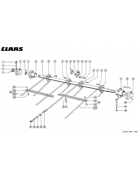 Chain, Feeder Conveyor 38.4VB-108 Links, 18 Fixing, 4147 mm Claas 630567.2, 0005200680, 0005201710, 000630567