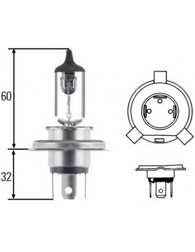 Bec Halogen H4 12V 60/55W P43t-38