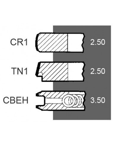 Segmenti Piston Ø 103 - 2.50x2.50x3.50 mm Perkins 4181A045, 185-0109, JCB 02/201804, 02201804, 4222950M91, U4181A045
