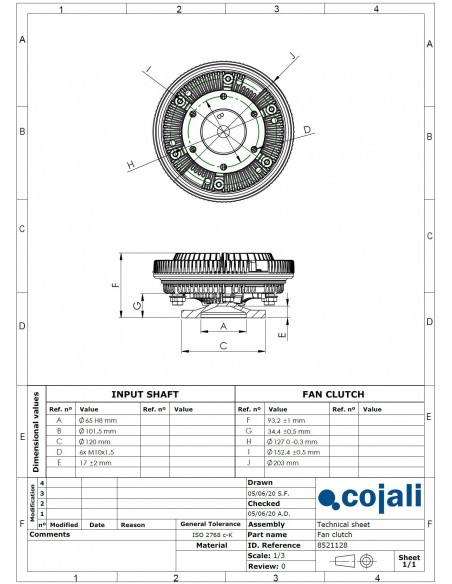 Vascocuplaj Ø 205 mm John Deere AR96822, RE188987, RE274870, RE37443, RE65891, RE71379