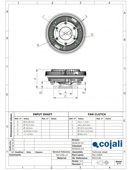 Vascocuplaj Ø 205 mm 6 John Deere RE274872, RE61542, RE62517, RE63003