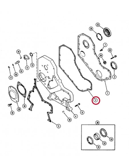 Gasket, Gear Cover Cummins 3914385, J914385