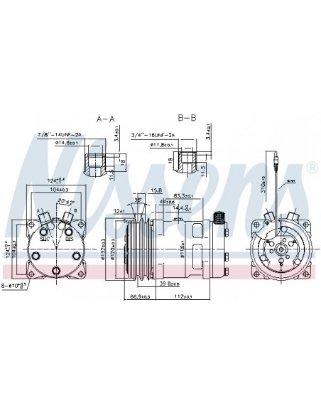 Compressor, Air Conditioning Massey Ferguson SD5H14-6664, 85100888, D45080062