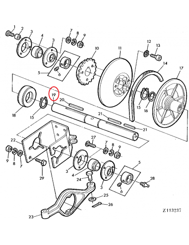 Shaft Upper Fan Variator Drive 35x360 mm John Deere Z46372