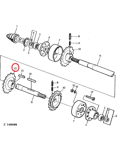 Pinion Ax Ø 40x174 mm Z-13 John Deere Z11515