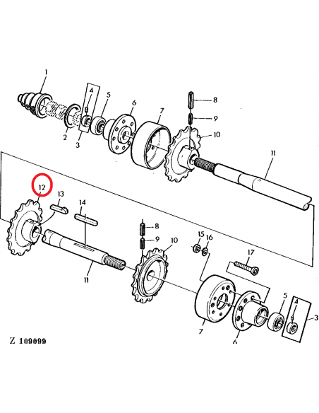 Pinion Ax Ø 40x174 mm Z-13 John Deere Z11515