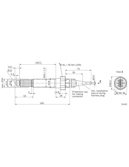 Senzor Pozitie Ø 24x160 mm Fendt G210861100070, Bosch R917001941