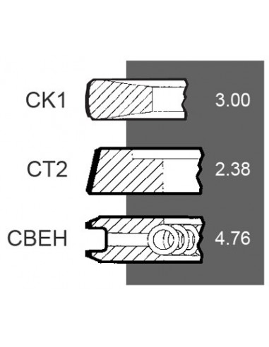 Piston Ring 100 - 3.00x2.38x4.76 mm Case IH 2916710616, 3055298R92, 3144677R91, 31449779R1, 3144977R91