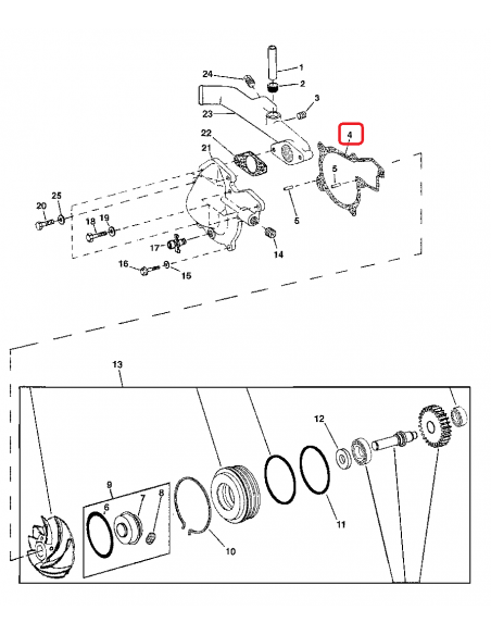Gasket, Water Pump John Deere R520580, R71315, A-R71315
