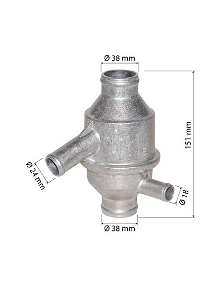 Termostat Ø 38X38X24x18-H151 mm - 75°C Fendt X815090003000, F28120005020, F281.200.050.020, Renault 7700024756
