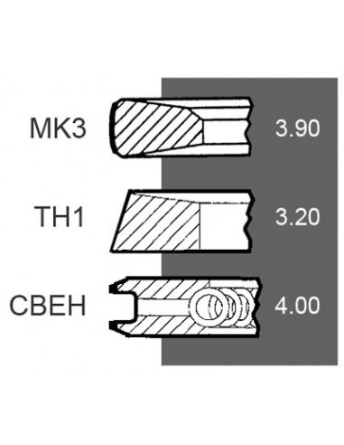 Segmenti Piston Ø  116 - 3.90x3.20x4.00 mm John Deere RE503528, RE57188