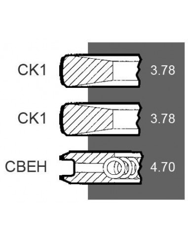 Segmenti Piston Ø 116 - 3.78x3.78x4.70 mm John Deere AR73627, HCNRE48380, RE48380, A-RE48380
