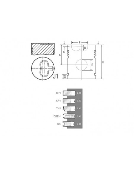 Segmenti Piston Ø 82 - 3x3x3x5x4 mm Fiat 4556623, 4556628, 4556633, 577649