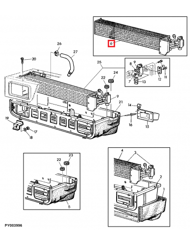 Heat Exchanger, Air Conditioning John Deere AL112100, AL119098, AL160349, AL160351, AL163862, AL163864, AL210817, AL219022, AL22