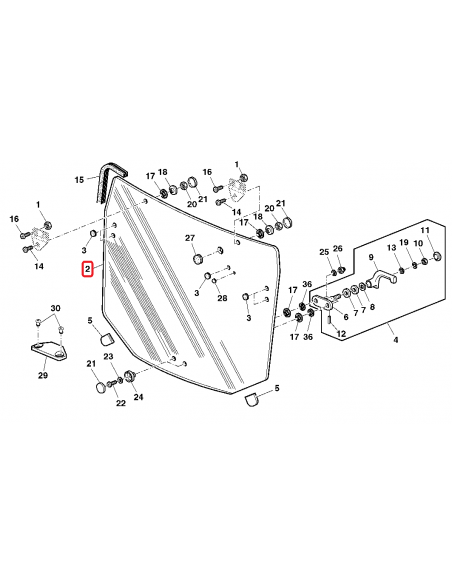 Geam Spate 605x785x870 mm John Deere R261272