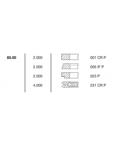 Segmenti Piston Ø 85-2x2x2x4 mm STD (85.0 mm) Lombardini