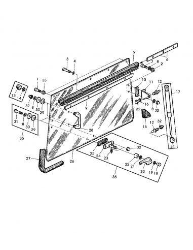 Glass, Rear 1140x1270 mm -13 Holes  SG2 John Deere L36606, R79656, L39247